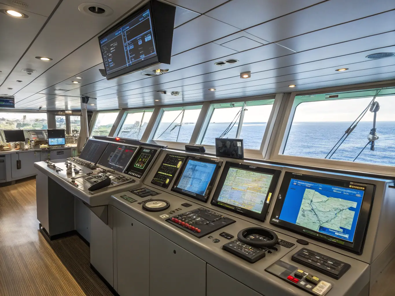 A technician working on the automation system of a ship, focusing on the integration and programming of the system to optimize vessel operations.